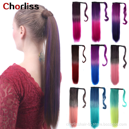 High Temperature Fibre Synthetic Ponytail Hairpiece Wrap Around Ponytail Synthetic Ponytail Hair Extensions With Hairpins